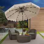 Nine Foot Solar Powered Patio Umbrella With Bright LEDs