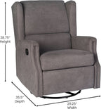 Omma Wingback Swivel Glider Recliner Dark Gray Upholstered