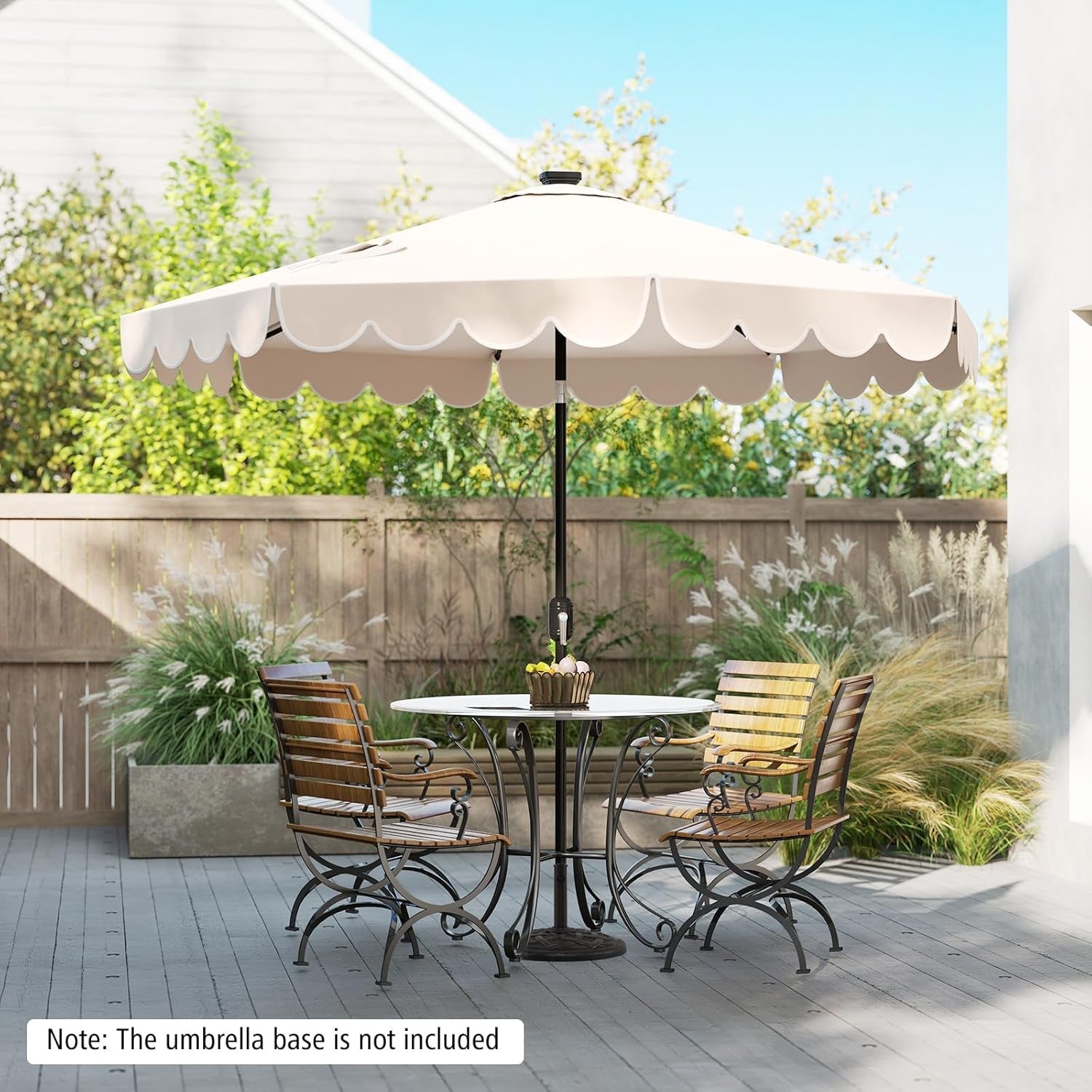 Nine Foot Solar Powered Patio Umbrella With Bright LEDs