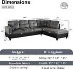 Two Piece L Shape Sectional Sofa Set With Chaise In Taupe Microfiber Right Hand Facing Living Room Furniture