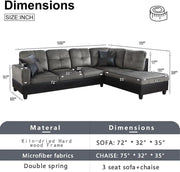 Two Piece L Shape Sectional Sofa Set With Chaise In Taupe Microfiber Right Hand Facing Living Room Furniture