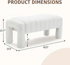 42.5 Inches Boucle Ottoman Bench Footrest Entryway