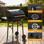 Barrel Charcoal Grill With Weather proofed Side Table