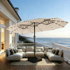 15 Foot Extra Large All Weather Patio Umbrella With Solar Lights