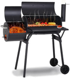 Charcoal Offset Smoker Grill With Stainless Steel Wheels