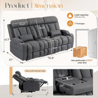 Dark Gray Adjustable Sophisticated Recliner Sofa Ports
