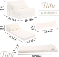 Multifunctional Sleeper Sofa Bed Single Size Beige