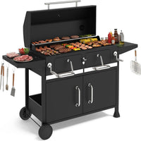 36 Inch Charcoal Fueled Industrial Grill Dual Zone Smoker