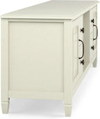 72 Inch Wide Solid Wood TV Stand Antique White With Storage