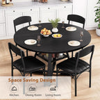 Round Circular Dining Table Set Black Diameter47Inches