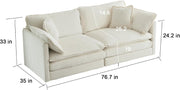 White Chenille Two Seater Upholstered Cozy Loveseat