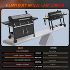 36 Inch Charcoal Fueled Industrial Grill Dual Zone Smoker