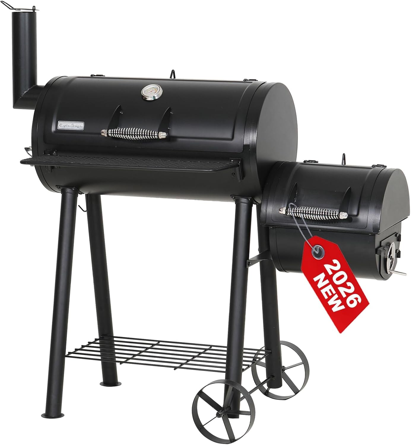 Offset Barrel Smoker Charcoal Grill 28Inch Outdoor