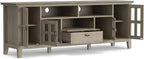 Solid Wood TV Stand 72 Inch Wide Distressed Grey Finish