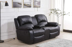 Bonded Leather Reclining Glider Sofa Set Black 3 Piece