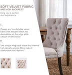 Velvet Dining Chairs Set of 6, Tufted Dining Room Chairs with Button Back, Nailhead Trim, Upholstered Dining Chairs for Kitchen, Bedroom, Restaurant (Beige)