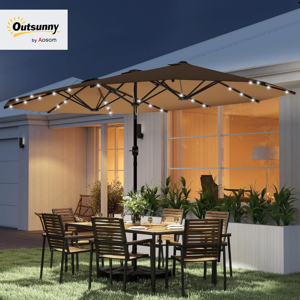 14.4Ft Double Sided Outdoor Umbrella With Lighting