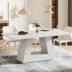 63 Inches Faux Marble Contemporary Rectangular Table