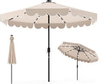 Nine Foot Solar Powered Patio Umbrella With Bright LEDs