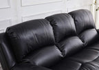 Bonded Leather Reclining Glider Sofa Set Black 3 Piece