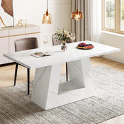 63 Inches Faux Marble Contemporary Rectangular Table