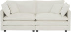 White Chenille Two Seater Upholstered Cozy Loveseat