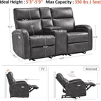 Dark Grey Zero Wall Power Recliner Loveseat With USB Ports
