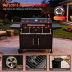 36 Inch Charcoal Fueled Industrial Grill Dual Zone Smoker