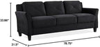 2 Piece Living Room Sofa And Loveseat Set In Black Microfiber Upholstery With 67.3 Inch Total Seat Width