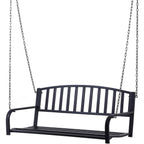 Modern Farmhouse Antique Black 2-Person Metal Outdoor Hanging Porch Swing