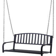 Modern Farmhouse Antique Black 2-Person Metal Outdoor Hanging Porch Swing