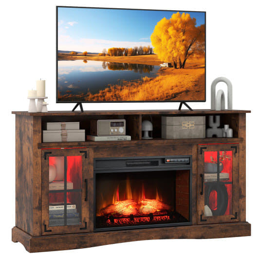 Fireplace TV Stand with Remote Controls and Thermostat for TVs Up to 50 Inch-Black