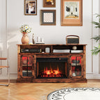 Fireplace TV Stand with Remote Controls and Thermostat for TVs Up to 50 Inch-Black