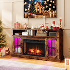 Fireplace TV Stand with Remote Controls and Thermostat for TVs Up to 50 Inch-Black
