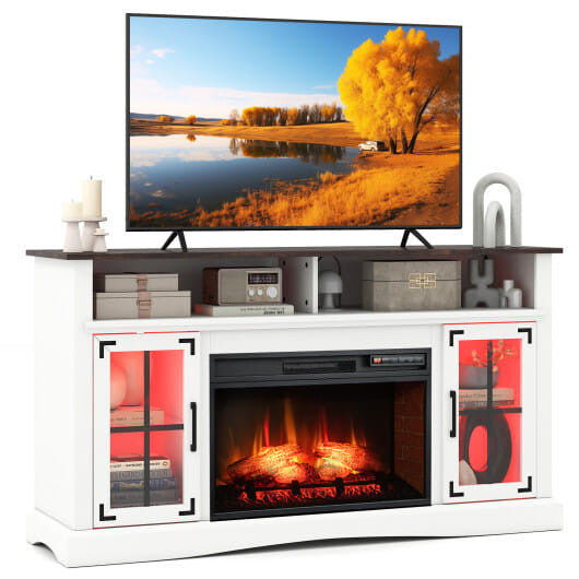 Fireplace TV Stand with Remote Controls and Thermostat for TVs Up to 50 Inch-Black