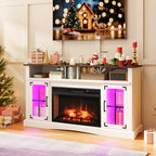 Fireplace TV Stand with Remote Controls and Thermostat for TVs Up to 50 Inch-Black