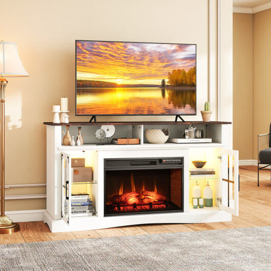 Fireplace TV Stand with Remote Controls and Thermostat for TVs Up to 50 Inch-Black