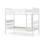 Twin Over Twin Bunk Bed with Ladder and Full-length Guardrails-Natural