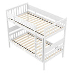Twin Over Twin Bunk Bed with Ladder and Full-length Guardrails-Natural