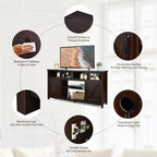 59 Inch TV Stand Media Center Console Cabinet with Barn Door for TV's 65 Inch-Black