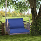 Single Person Hanging Seat with Seat and Back Cushions-Navy