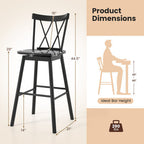 Set of 2 Windsor Bar Stool with Ergonomic Backrest and Footrests-29 inches