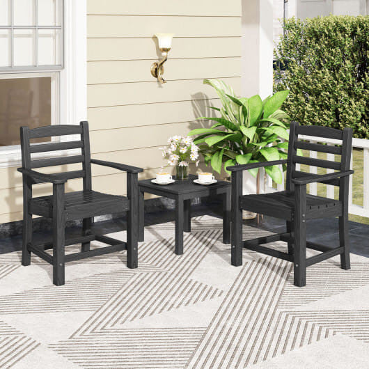 6 Pieces Patio Dining Bench Set Outdoor HDPE Weather Resistant Table and Chairs Set-Grey