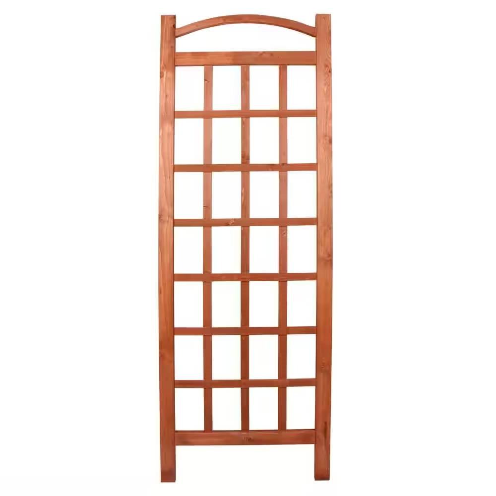 72-inch Outdoor Solid Wooden Classic Grid Garden Trellis in Brown Wood Finish