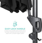 10 Ft Solar LED Cantilever Patio Umbrella With 360 Degree Rotation And Easy Tilt Offset Hanging Design Cross Base