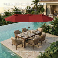 13Ft Patio Umbrella Red Weatherproof Reinforced Rib