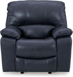 Modern Blue Leather Match Power Rocker Recliner With USB Port