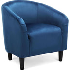Pagoda Blue Velvet Club Chair With Curved Armrests