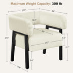 Beige Corduroy Barrel Chair Set Of 2 With Wood Legs