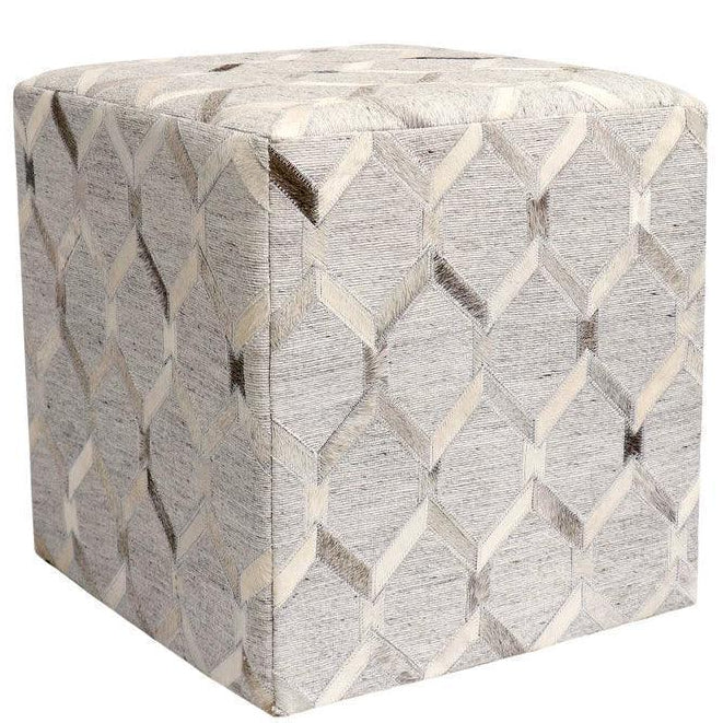 Canvello Galaxy Cowhide & Sari Silk Pouf Ottoman